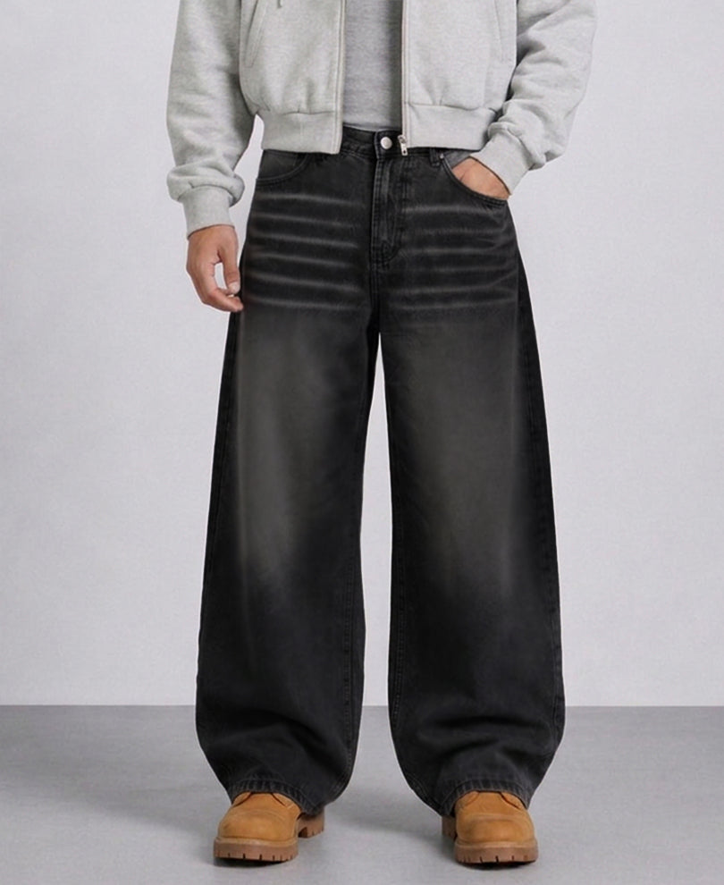 Black Washed Baggy Denim Jeans