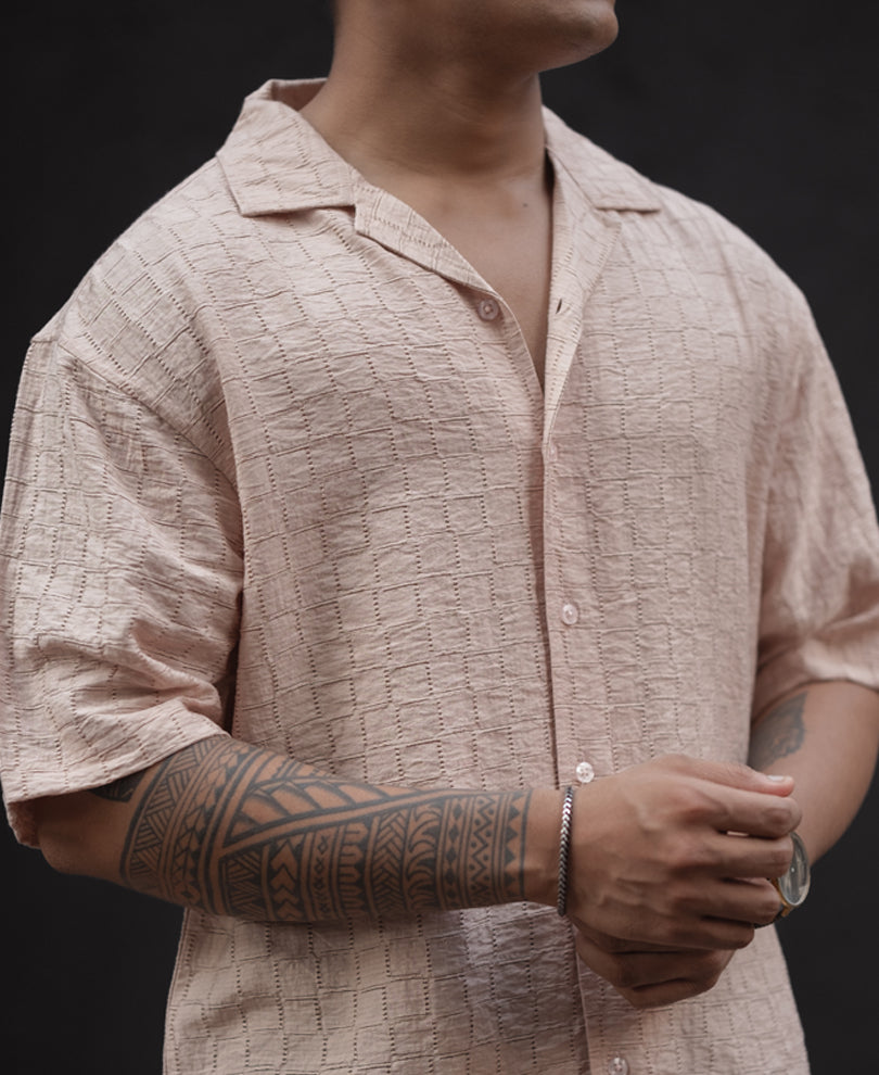 Light Beach Structured Oversized Half Sleeves Shirt.