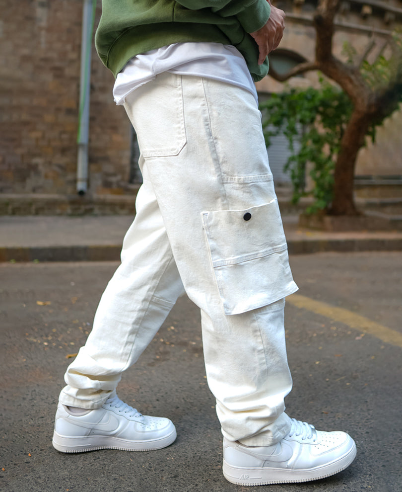Off White Patch Pockets Denim Jeans.