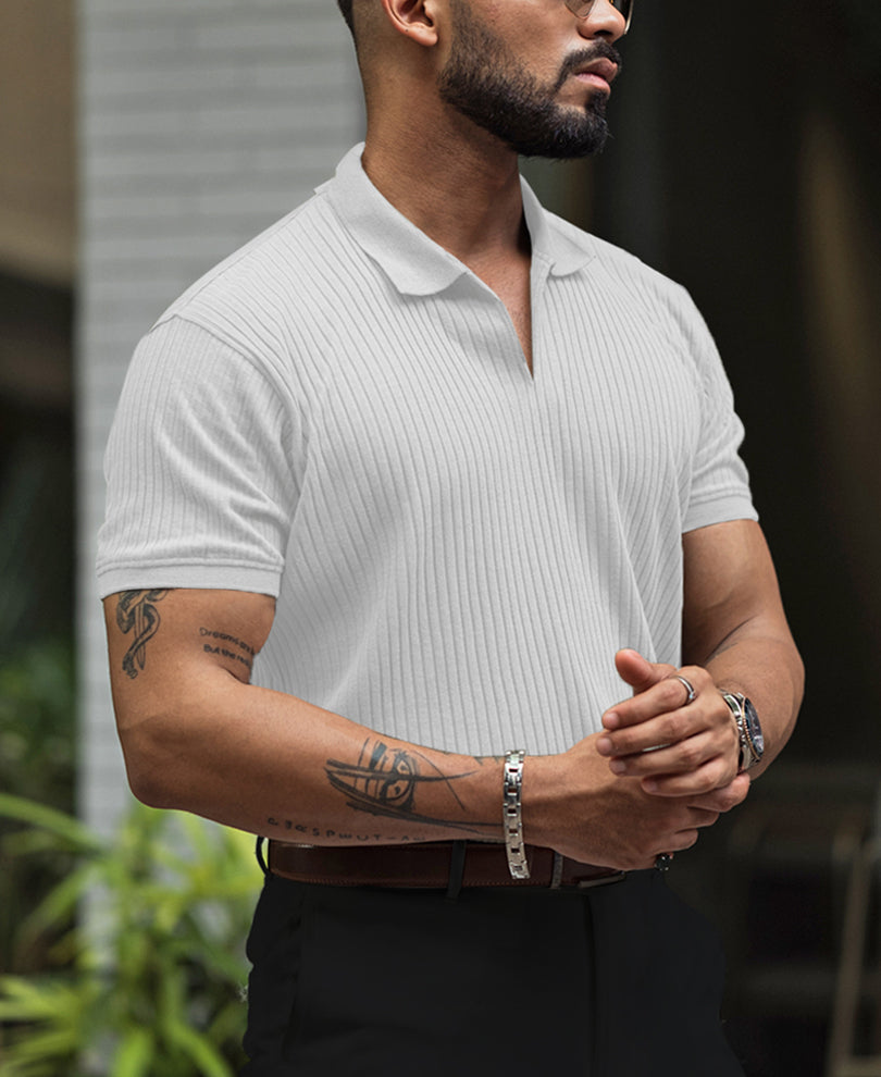 White Regular Fit Half Sleeves Tshirt.