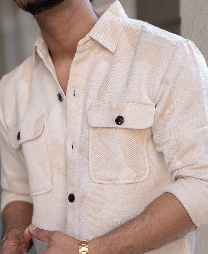Off-White Double Pockets Regular Fit Full Sleeves Shirt.