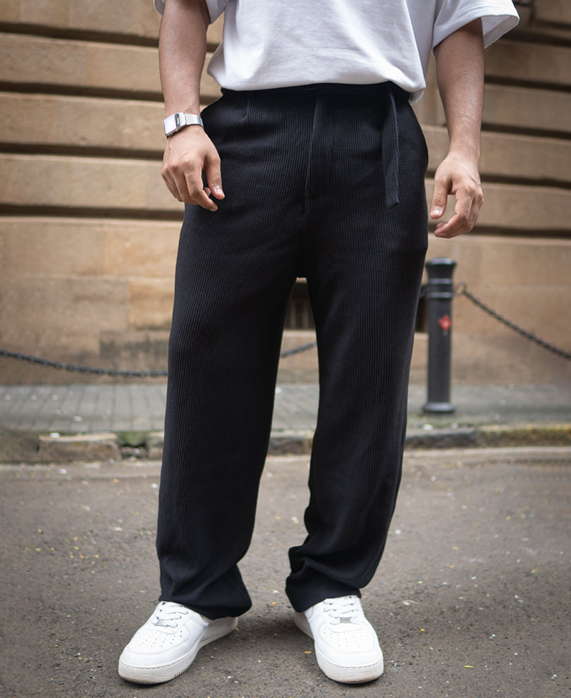 Black Baggy Fit Corduroy Pant.