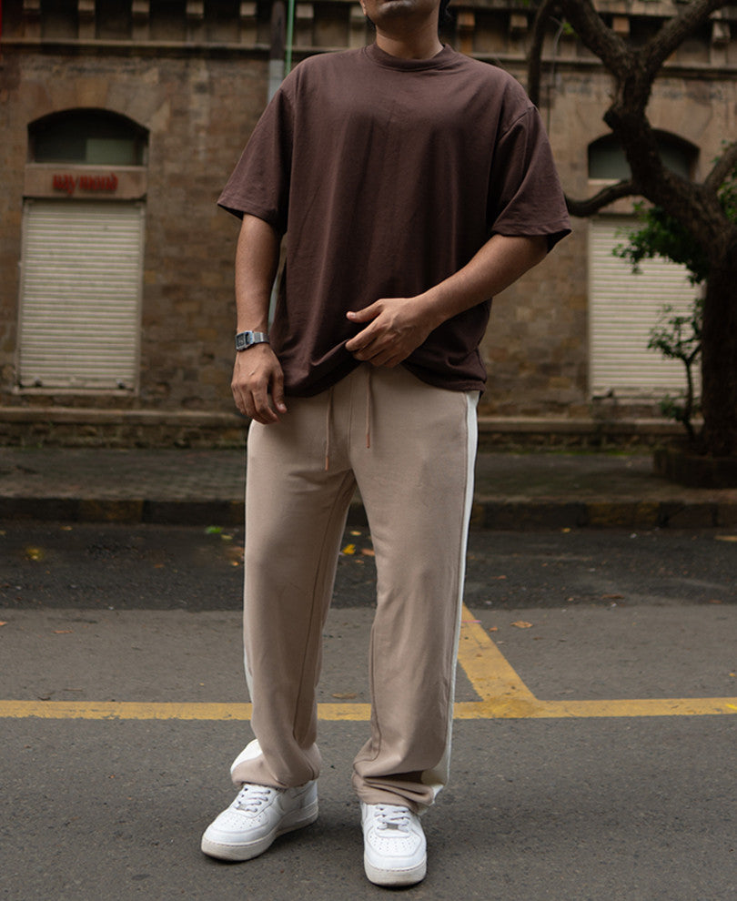 Light Beige Baggy Fit Track Pant.