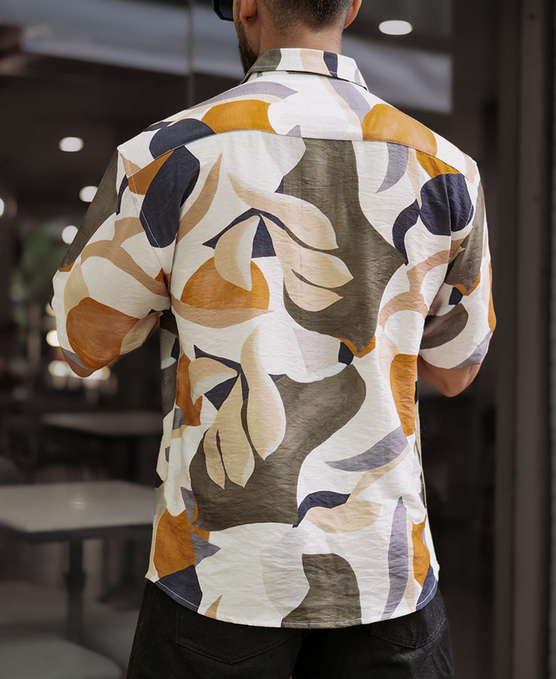 Multi Colour Abstract Print Oversized Half Sleeves Shirt.