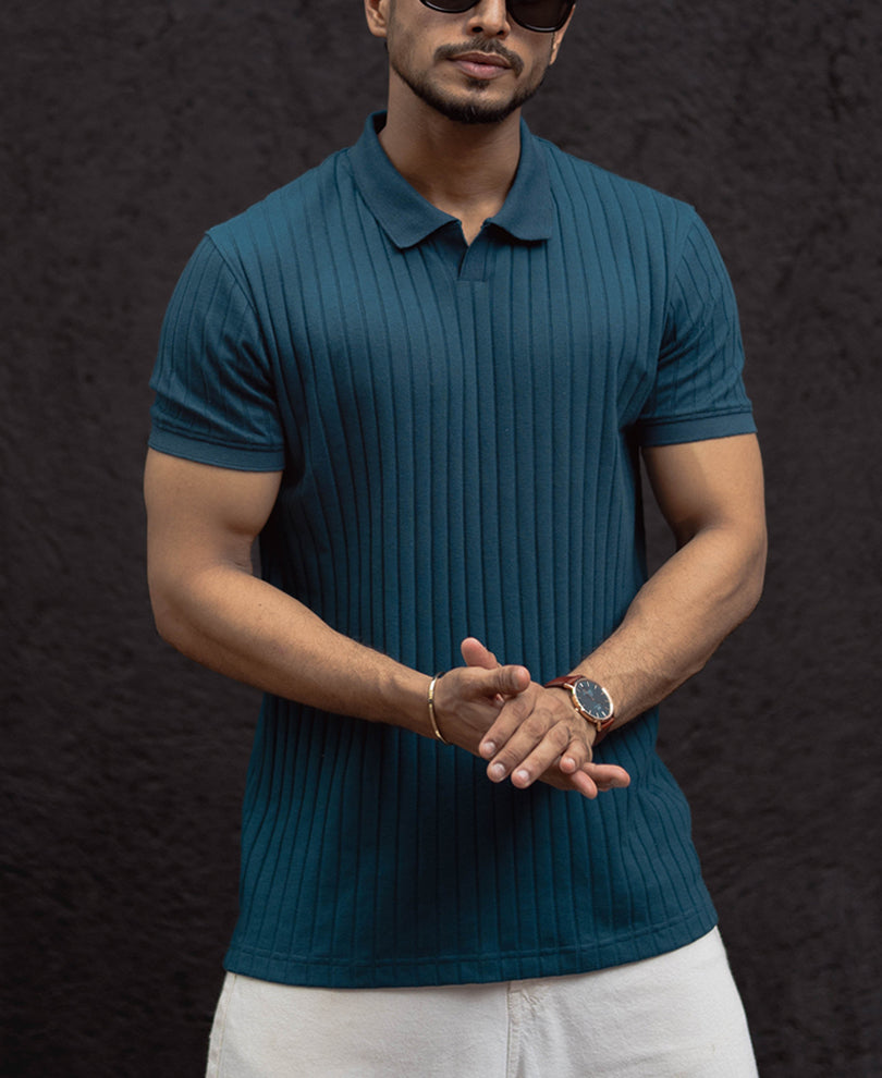 Royal Blue Regular Fit Half Sleeves T-Shirt.