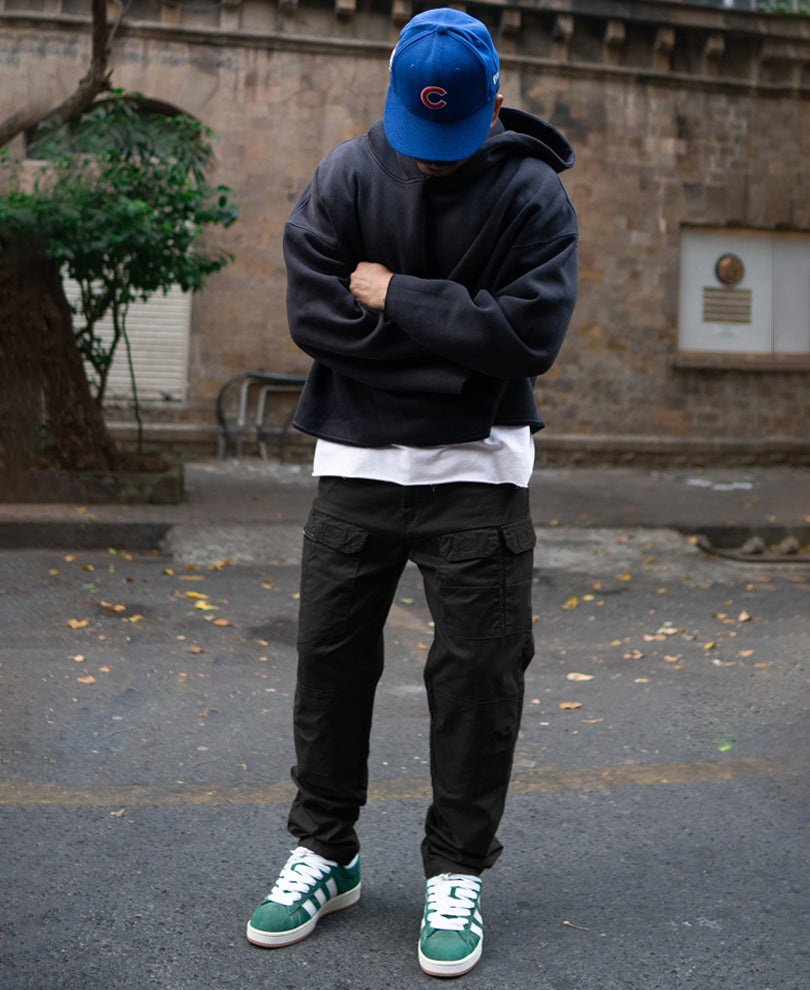 Black Cotton Cargo Pant.