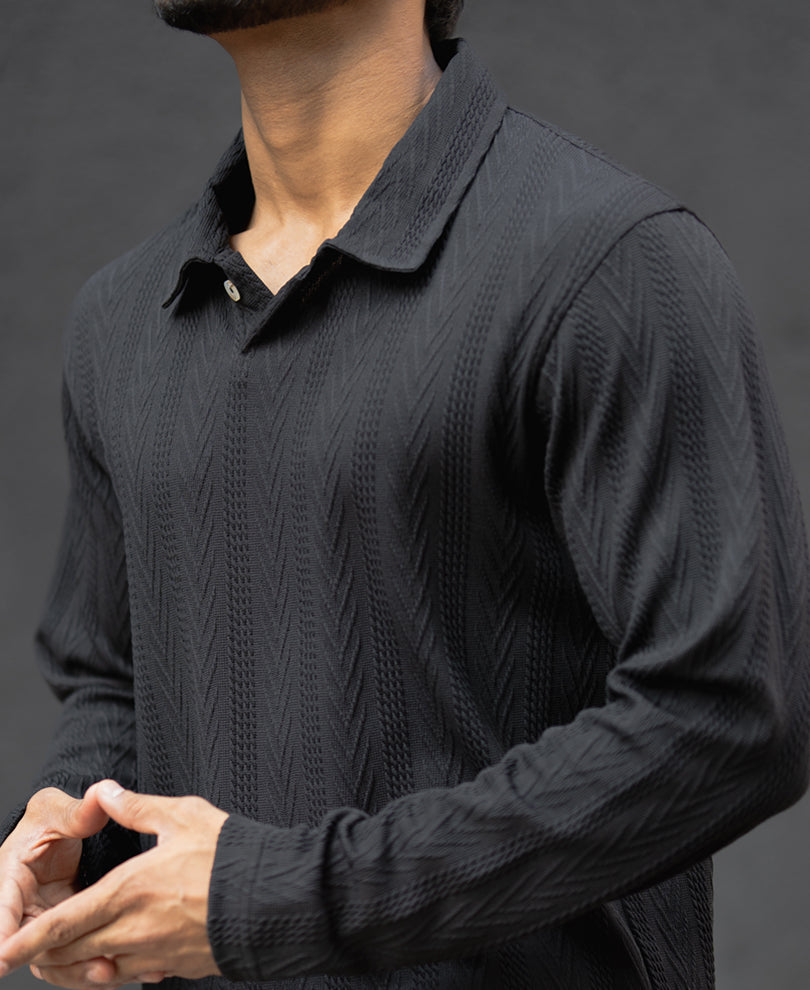 Black Structured Regular Fit T-Shirt.