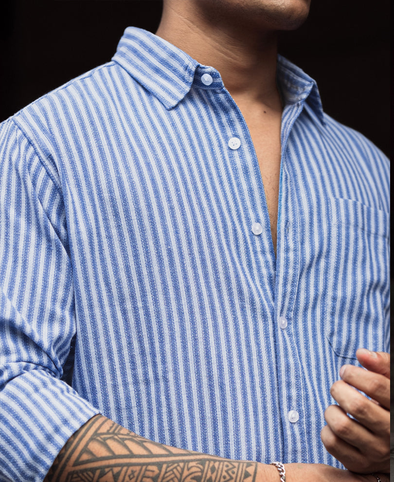 Blue Stripes Full Sleeves Shirt.