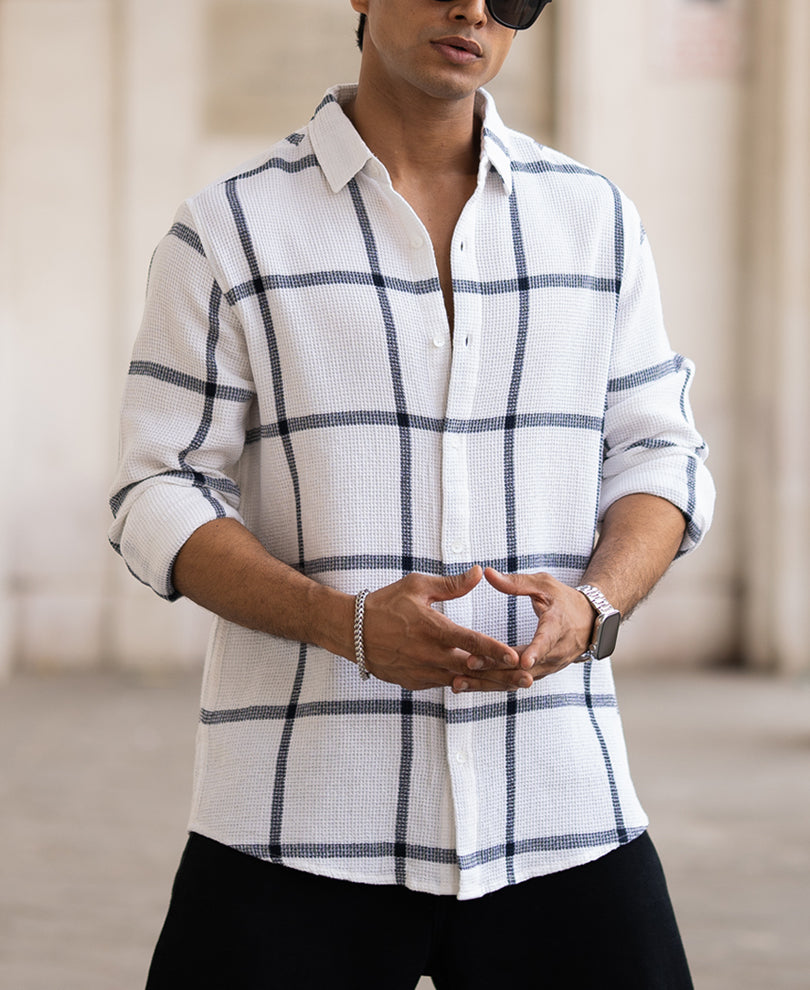 Navy Structure Check Shirt.