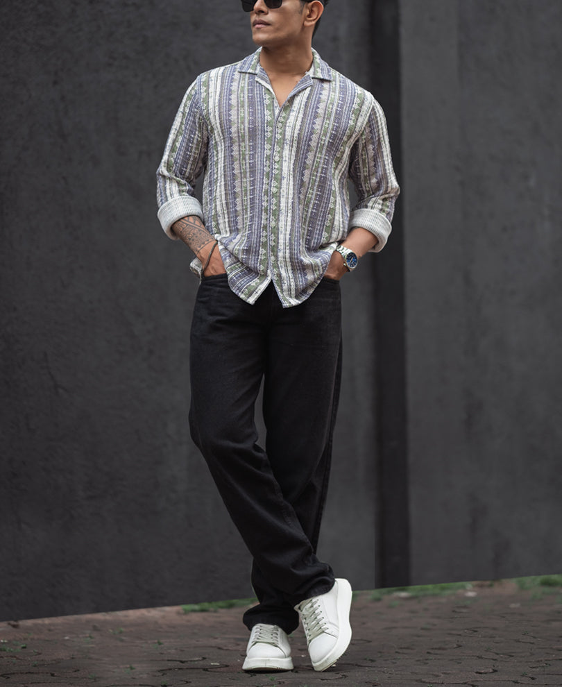 Multicolour Striped Regular Fit Full Sleeves Shirt.