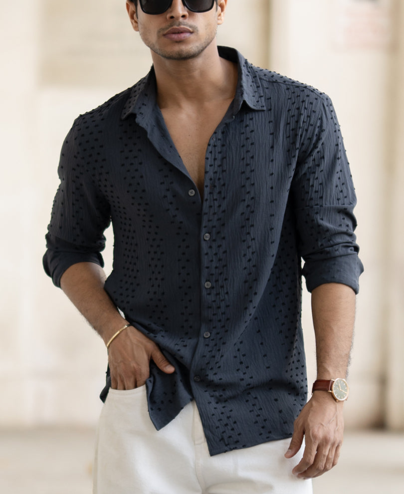 Grey Structured Flowy Shirt.