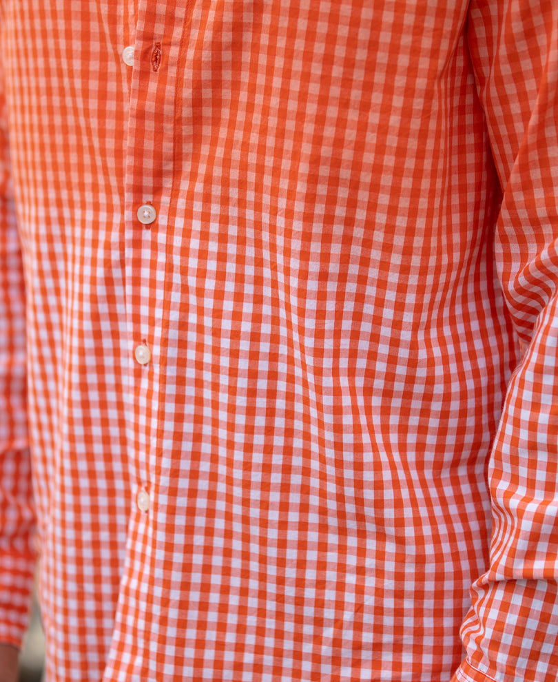 Orange Spray Checks Shirt.