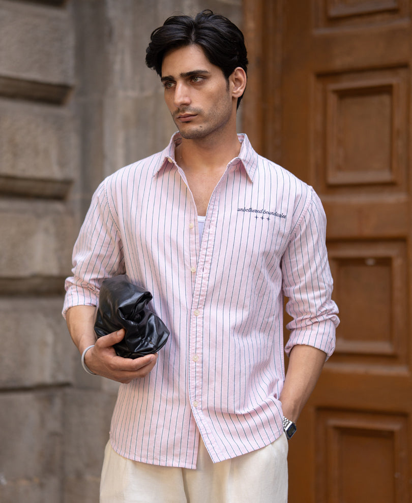 Pink Oxford Stripe Shirt 100% Cotton
