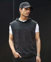 Black Washed Hooded Vest