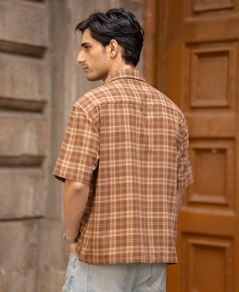 Brown Checks Printed Shirt