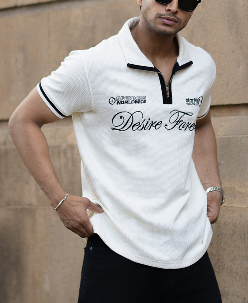 Off White Half Sleeves T-Shirt.