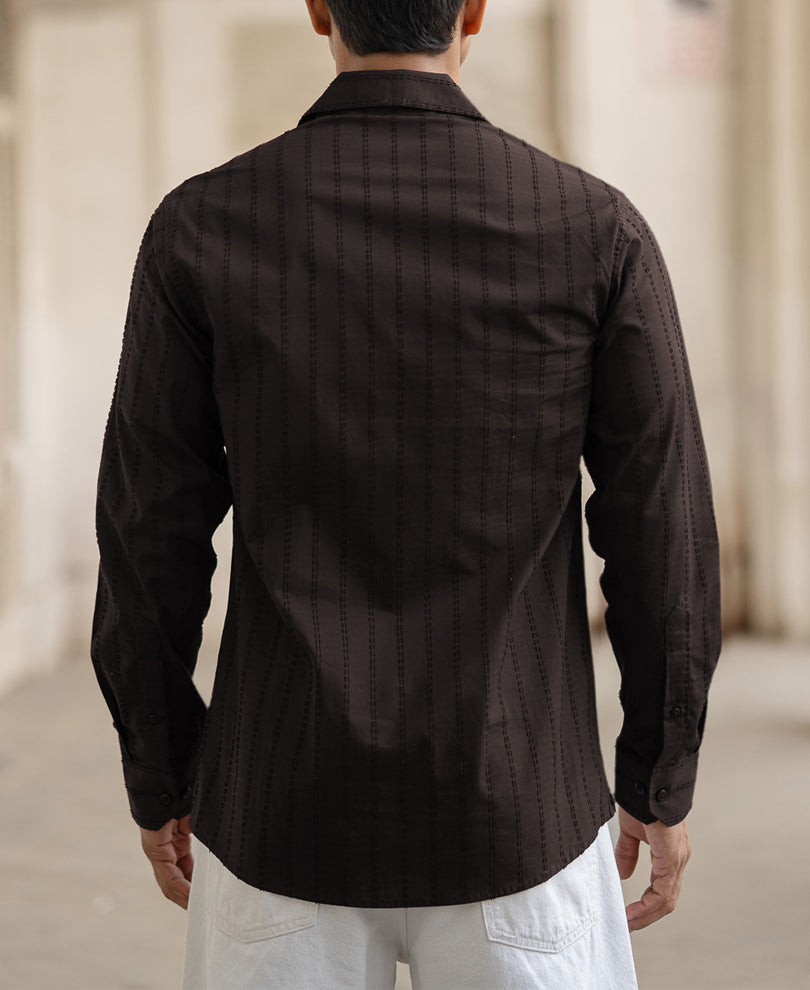Dark Grey Structured Regular Fit Shirt.