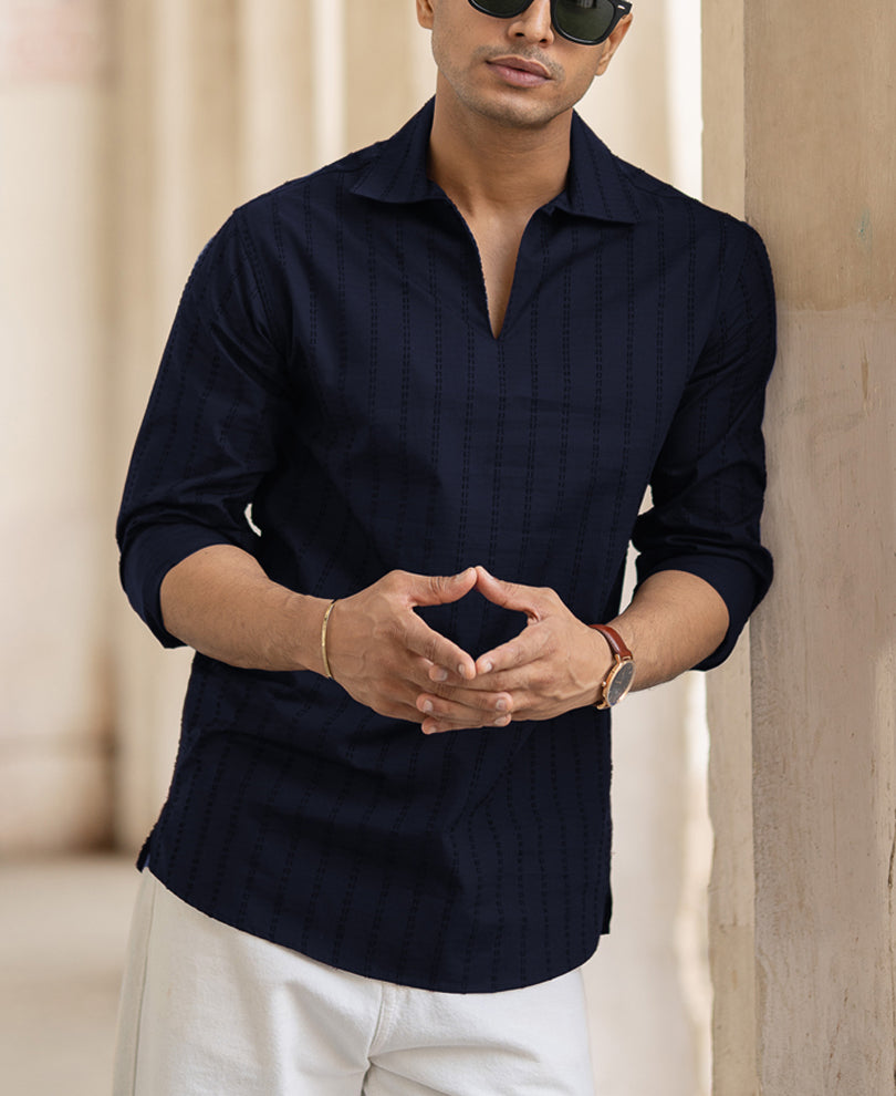 Navy Blue Full Sleeves Shirt.