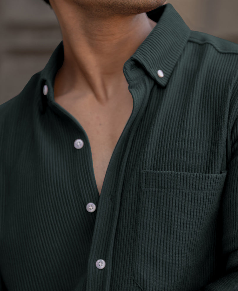 Green Regular Fit Full Sleeves Shirt.