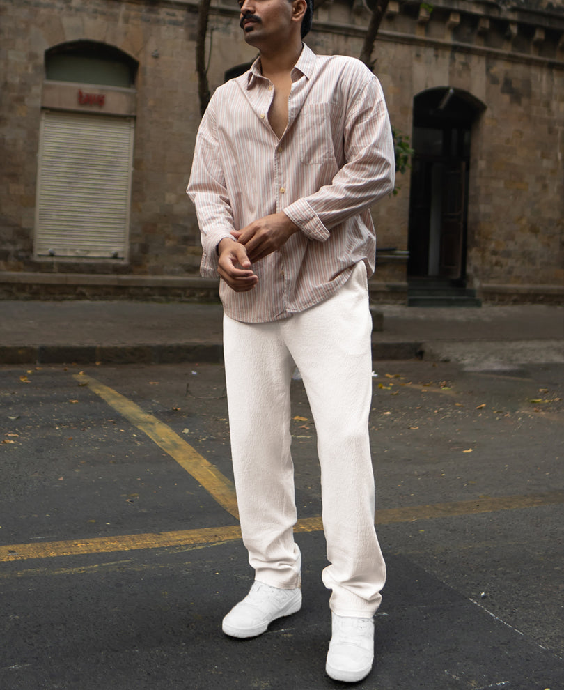 Cream Structured Trackpant.