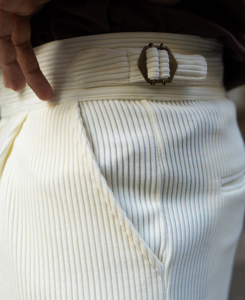 Cream Knit Gurkha Pant.