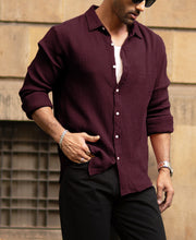 Wine Crinkled Shirt.