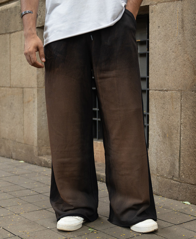 Brown Sprayed Baggy Trackpants
