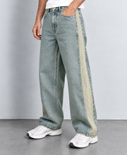 Blue Panelled Baggy Jeans