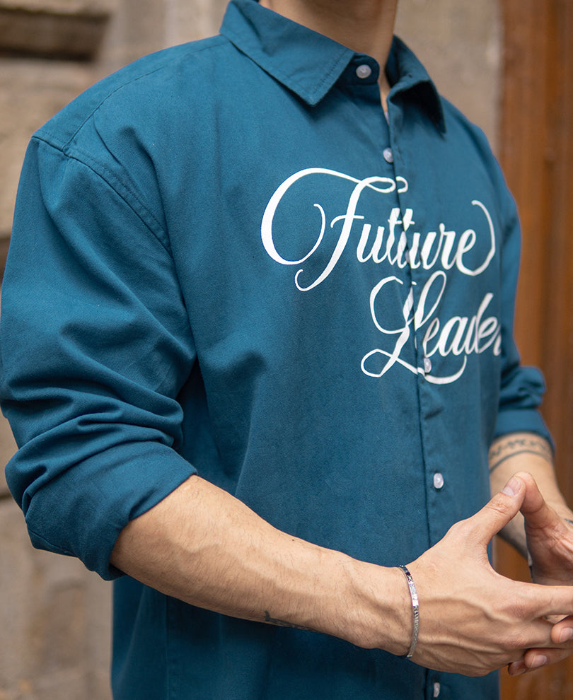 Blue Printed Structured Shirt