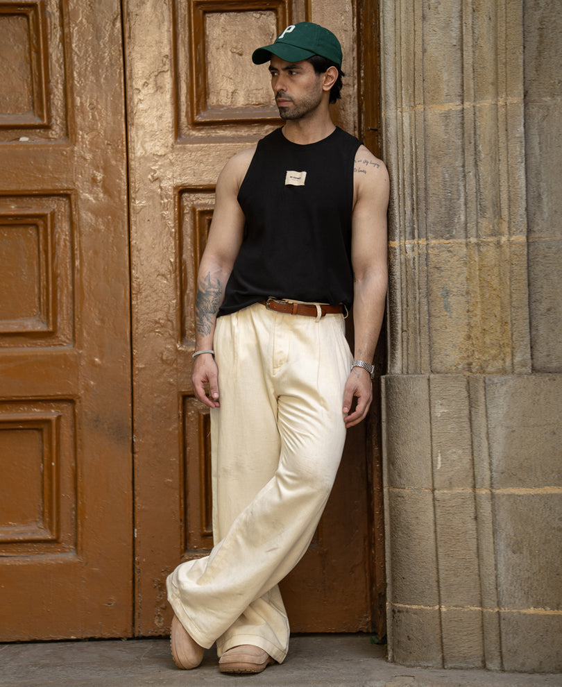 White Ribbed Vest With Patch