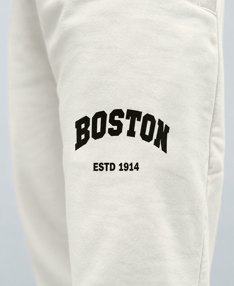White Printed Baggy Track Pant