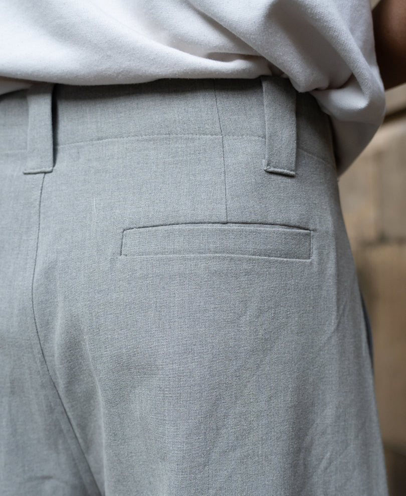 Grey Pleated Barrel Fit Trousers