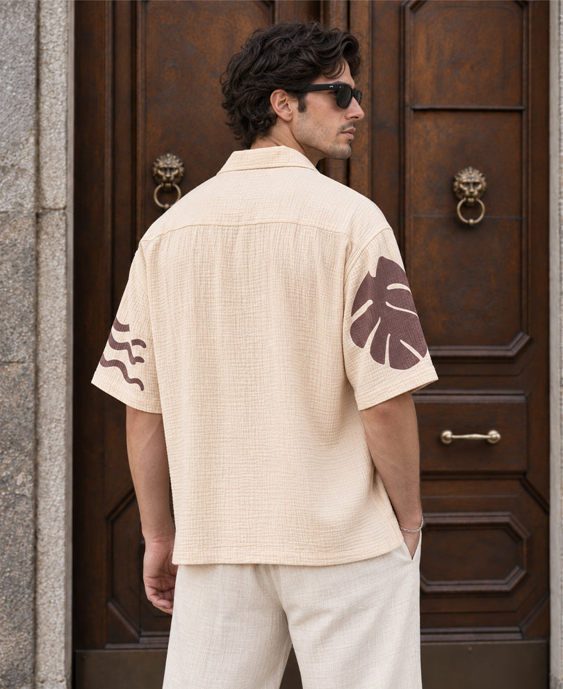 Beige Structure Print Shirt