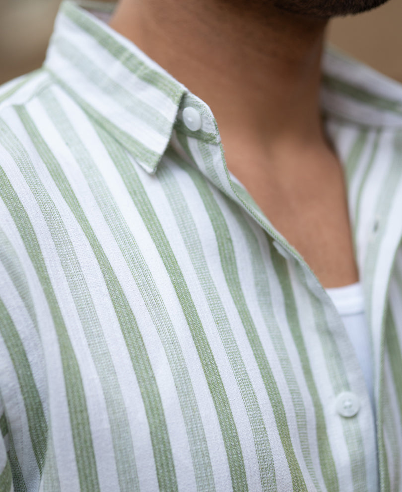 Mint Structured Stripe Shirt.