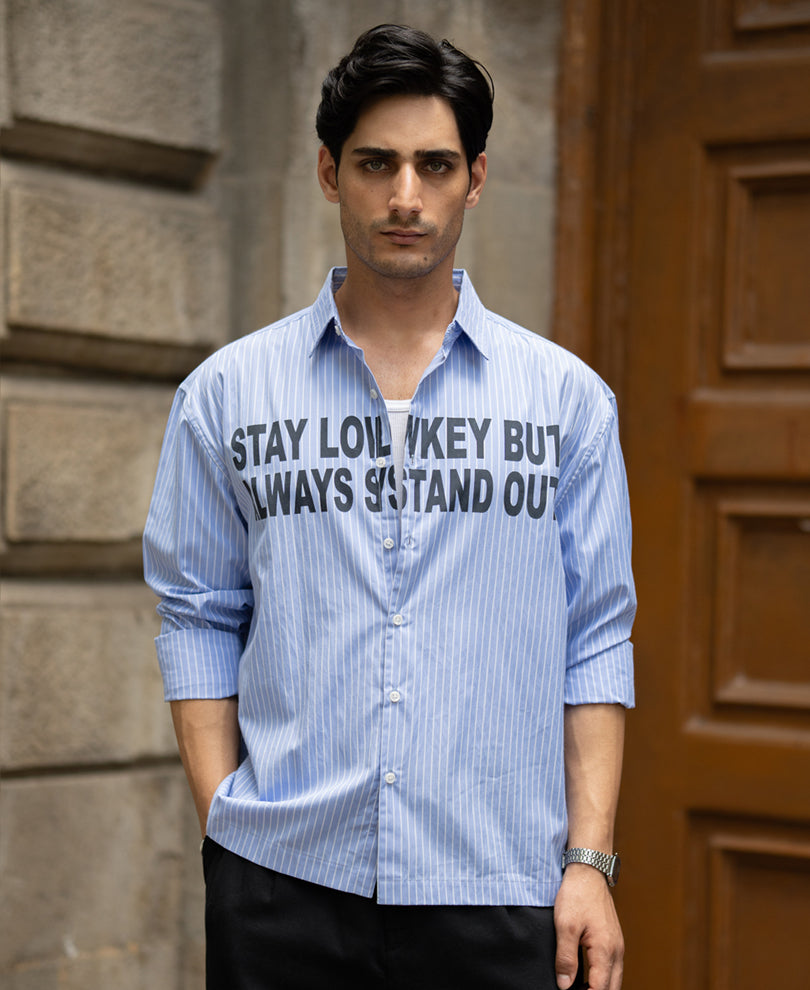 Blue Lightweight Printed Striped Shirt