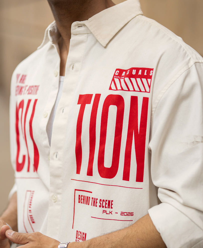 Off-White Graphic Twill Shirt 100% Cotton