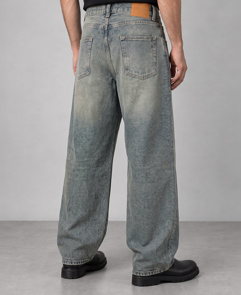 Tinted Blue Distressed Baggy Jeans