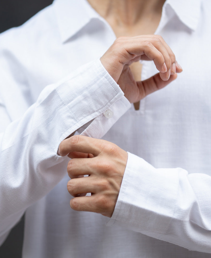 White Lightweight Structured Kurta Shirt.