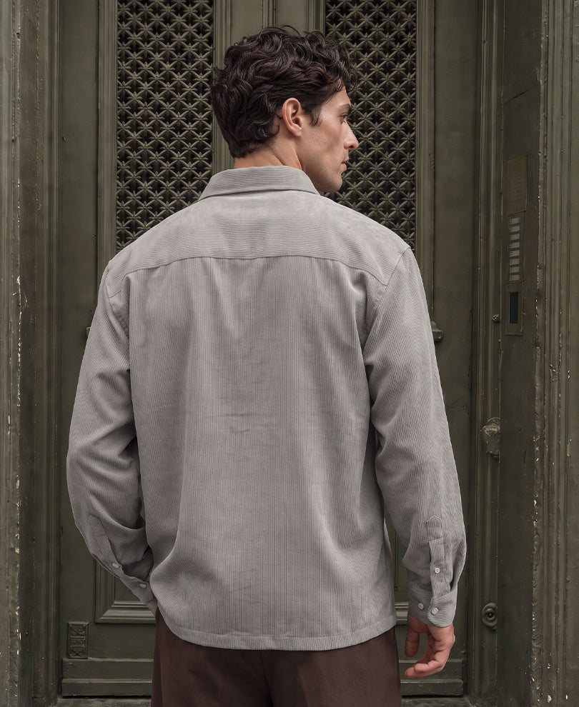 Grey Structured Printed Shirt