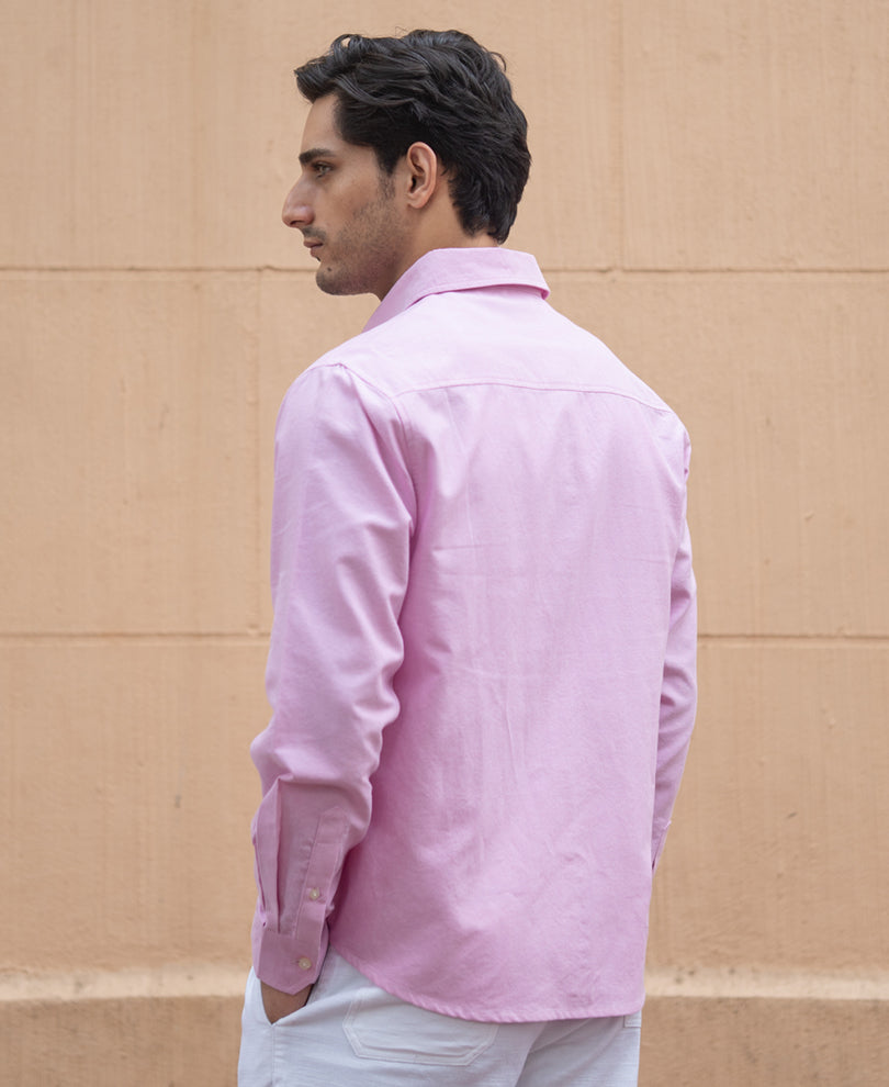 Pink Cotton Oxford Shirt.