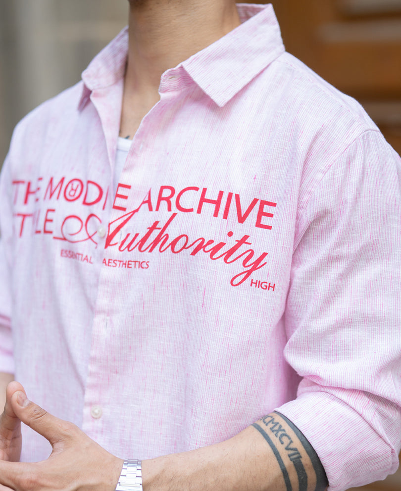 Pink Printed Stripe Shirt.