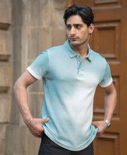 Aqua Blue Sprayed Polo T-Shirt.