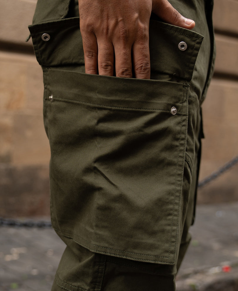 Olive Cotton Cargo Trouser.