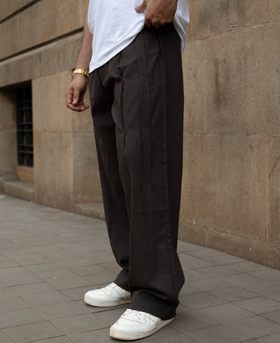 Brown Pleated Tailored Trousers