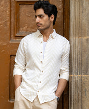 Off White Jacquard Shirt.