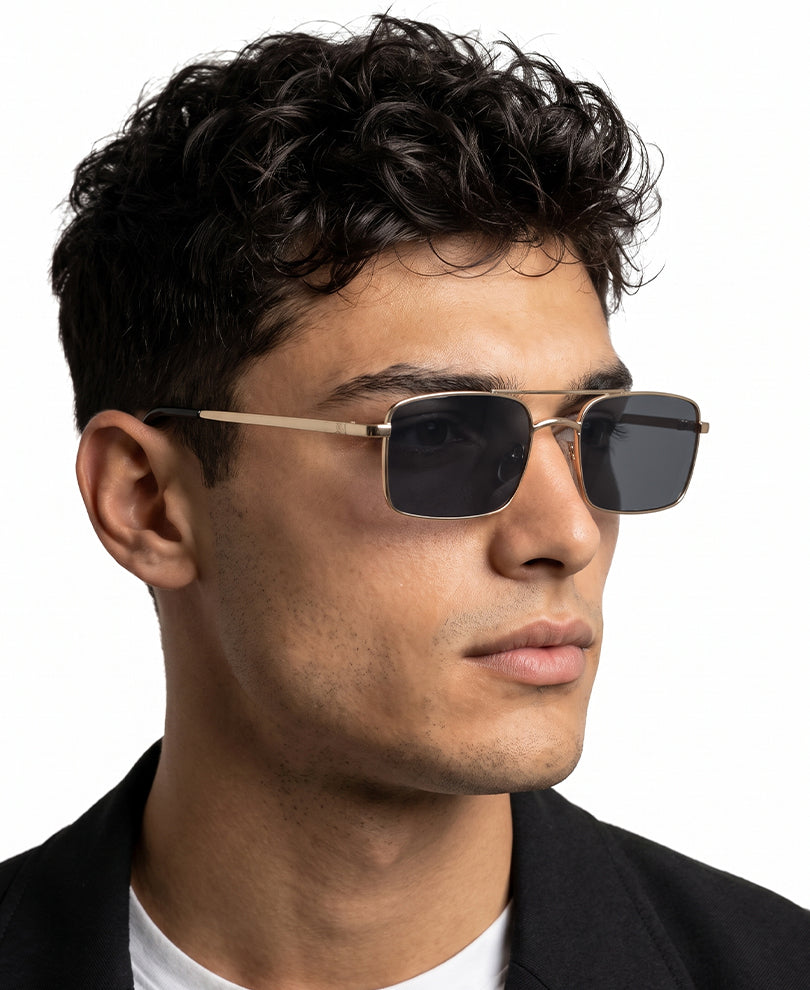 Gold Rectangle Sunglasses
