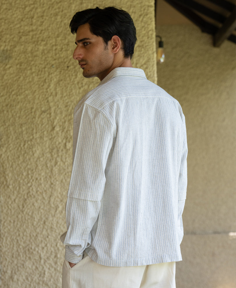 Linen Blend Stripe Overshirt