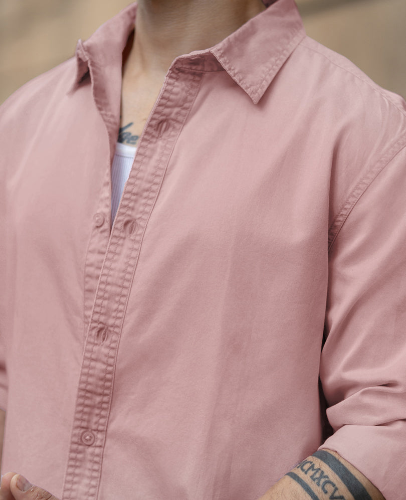 Pink Overdyed Structure Shirt 100% Cotton