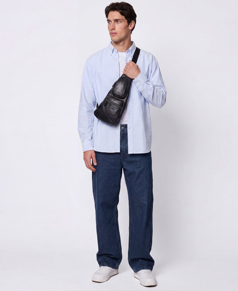 Brown Multipockets Leather Bag