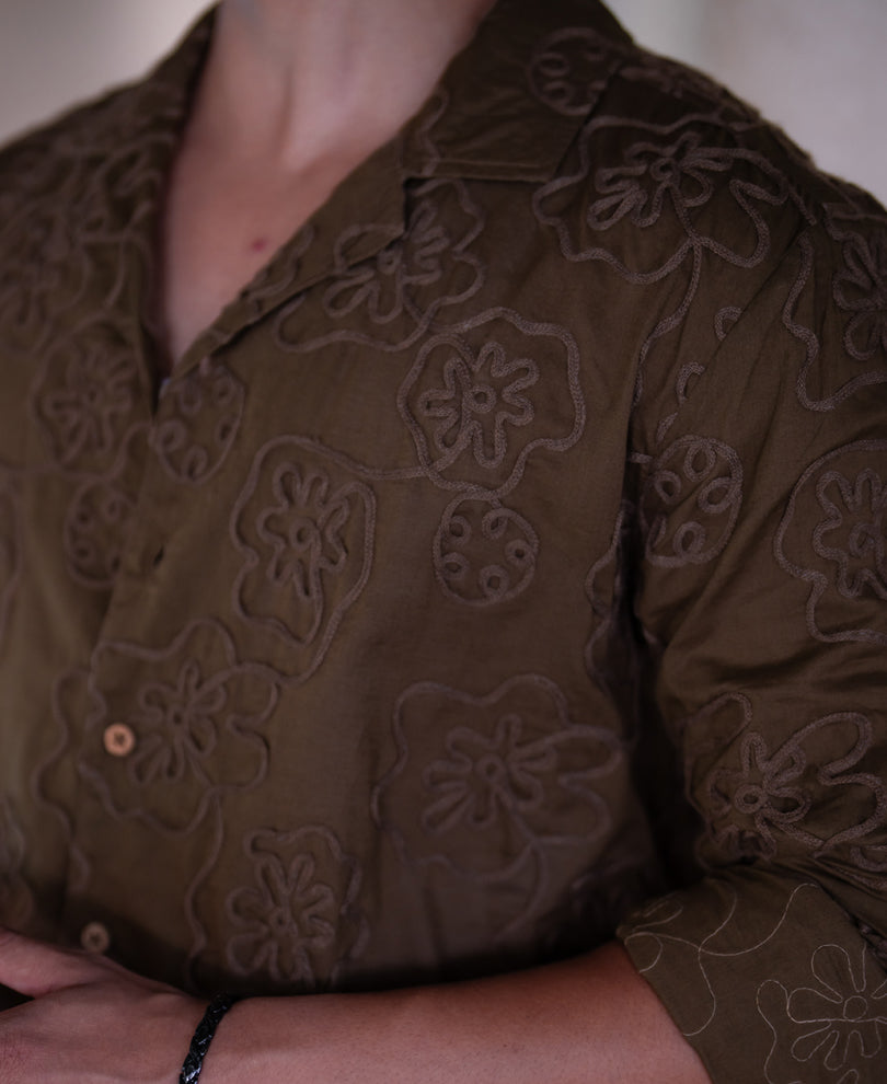 Light Brown Embroidered Shirt